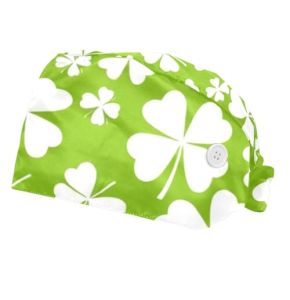 2 Pieces - Women’s Surgical Caps with Mask Buttons - Clover