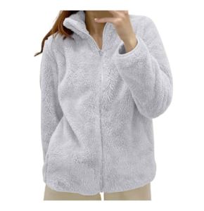 Solid Color Medical Fleece for Women with Zippered Collar and Comfortable Outerwear