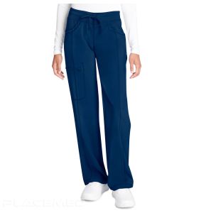 Pantalon en Bleu Marine à Pattes Droites et Ceinture à Lacer - Coupe Basse - 4 Poches