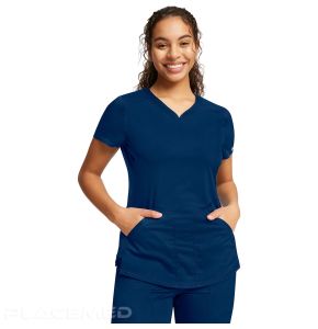 Tunique Cherokee À Col En V Pour Femme Douce Bien Ajustée Avec Maille Respirante Fentes Latérales Détails En Tricot Et Ourlet Type Shirttail