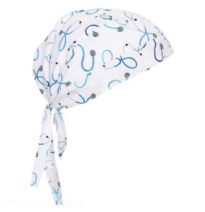 Creyconfe Unisex Medical Cap - Palermo Bandana with Stethoscope Pattern