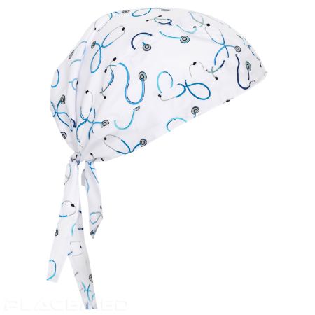 Creyconfe Unisex Medical Cap - Palermo Bandana with Stethoscope Pattern