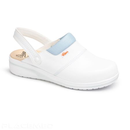 Dian Mar Microfiber Clog - White/Sky Blue Dian Mar Microfiber Clog - White/Sky Blue