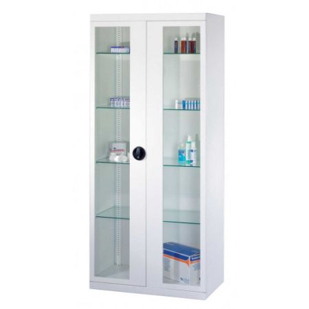 Armoires Vitrines pour Matériel d'Urgence - 2 portes battantes vitrées - 800 x 410 x H1800 mm