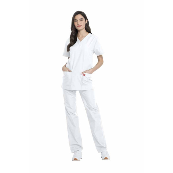 Ensemble Médical Blouse + Pantalon Dickies Unisexe en Blanc - Taille M