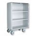 Wardrobe Cart for Clean Linen Management Aluminum Body 2 Fixed Shelves 2 Folded Sheet Metal Doors V 10451