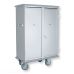 Wardrobe Cart for Clean Linen Management Aluminum Body 2 Fixed Shelves 2 Folded Sheet Metal Doors V 10449