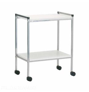 Stainless Steel Side Table, Model 243 Lacquered 2 Wooden Shelves 600x400mm Without Gallery