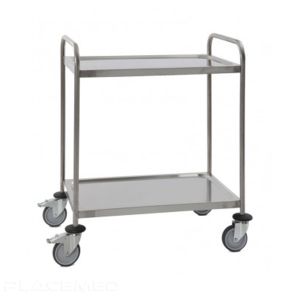 Welded Stainless Steel Care Trolley with 2 Trays - Size 880 x 580 x 1015 mm