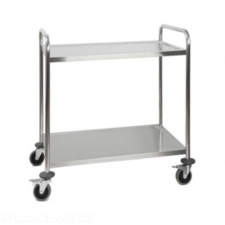 Stainless Steel Care Trolley 2 Trays - Size 850x540x940 mm
