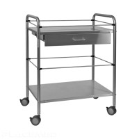 Stainless Steel Holtex Trolley 60 x 40 x 80 cm with 2 Trays and Drawer