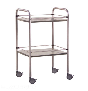Holtex Stainless Steel Medical Trolley 90 x 55 x 80 cm with 2 Removable Trays