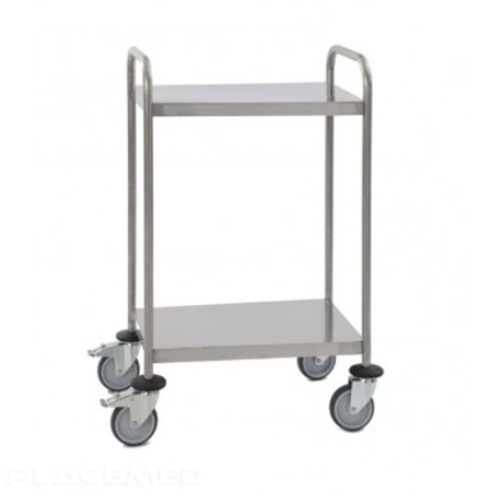 Welded Stainless Steel Medical Trolley - 2 Trays 600 x 400 mm