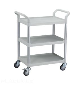 Medical Plastic Trolley 80 x 48 x 100 cm - 3 Trays 61.5 x 45 cm with Handle