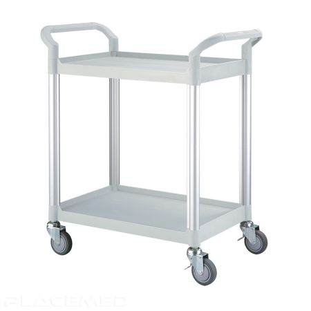 Plastic Trolley 80 x 48 x 95 cm with Handle - 2 Trays 61.5 x 45 cm