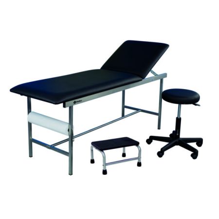 Kit Cabinet Médical Holtex INOX: Divan, Tabouret, Marchepied 1 Marche - Noir