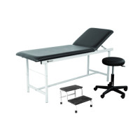 Medical Examination Couch Kit with Stool and 2-Step Stool - Epoxy - Black - Holtex