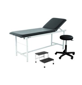 Kit Divan d'Examen Médical Epoxy avec Tabouret et Marchepied 2 Marches - Noir - Holtex