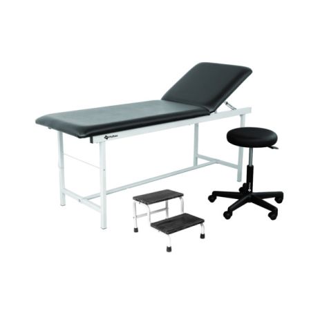 Kit Divan d'Examen Médical Epoxy avec Tabouret et Marchepied 2 Marches - Noir - Holtex