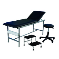 Examination Couch, Stool and Step Stool Kit in BLACK STAINLESS STEEL - Holtex for Professionals