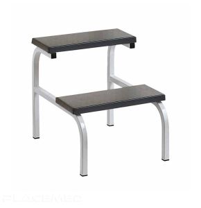 Silver Square Tube Step Stool with 2 Black ABS Steps - Safety and Comfort