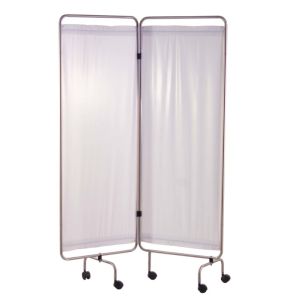 Holtex Stainless Steel Screen, 2 Panels with Stretched White Curtains