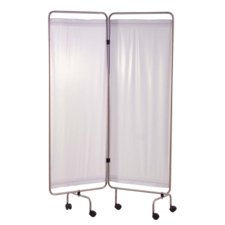 Holtex Stainless Steel Screen, 2 Panels with Stretched White Curtains