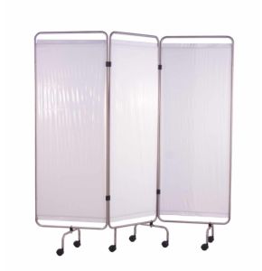 Holtex Stainless Steel Screen, 3 Panels with White Curtains