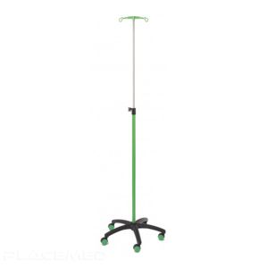 Epoxy Steel IV Pole with Green Tube - 2 Safety Nylon Hooks