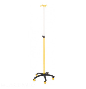 Yellow Steel IV Stand with 4 Nylon Hooks for Optimal Safety