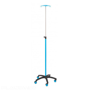 Steel IV Stand with Blue Tube - 2 Safety Nylon Hooks