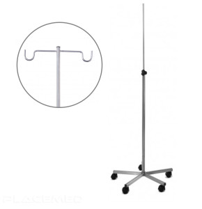 Stainless Steel IV Stand - 2 U-Hooks - Stainless Base