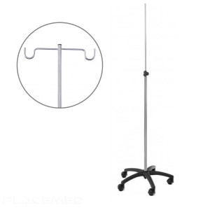 Stainless Steel IV Stand with 2 U-Hooks and Nylon Base