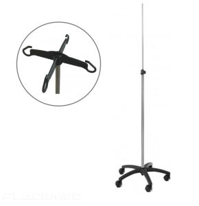 Stainless Steel IV Stand - 4 Nylon Hooks for Optimal Safety - Nylon Base