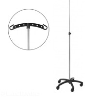 Stainless Steel IV Stand with 2 Nylon Hooks and Nylon Base for Professionals