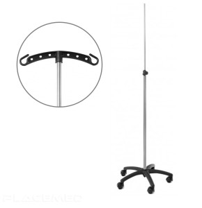 Stainless Steel IV Stand with 2 Nylon Hooks and Nylon Base for Professionals