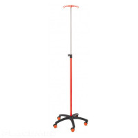 Steel IV Pole with Red Tube - 2 Safety Nylon Hooks