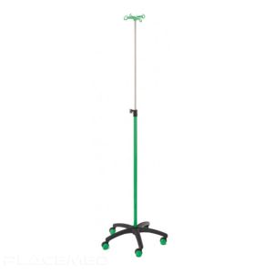 Epoxy Steel IV Pole with Green Tube - 4 Safety Nylon Hooks