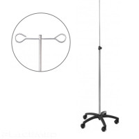 Stainless Steel IV Pole with 2 Safety Hooks and Nylon Base