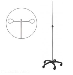 Stainless Steel IV Pole with 2 Safety Hooks and Nylon Base