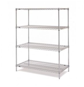 Modular Chrome Steel Wire Shelving - 4 Shelves