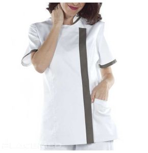 Tunique Médicale Femme Huesca Blanc Anthracite - Tailles XS à XXL