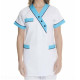 BYZANCE Medical Jacket - Women's White and Azure Blue Tunic - Size 7 V 2690