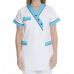 Veste Médicale BYZANCE - Tunique Femme Blanche et Bleu Azur - Tailles 7