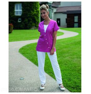 Tunique Femme KYM Framboise et Blanc: Style et Fonctionnalité en 5 Tailles