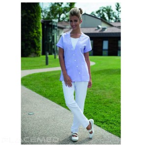Women's KYM Tunic in Iris & White - Perfect Blend of Elegance and Practicality