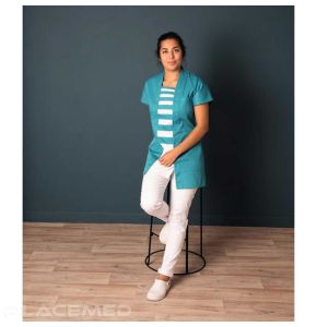 Tunique Femme SELMA en Indigo et Blanc - Elegance & Fonctionnalité