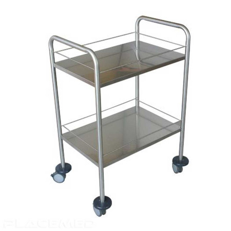 Stainless Steel Medical Trolley - Versatile with Shock-Protected Wheels - 2 Shelfs