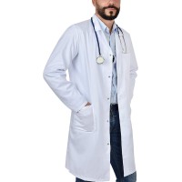 B-well Enzo Chemistry Blouse Medical Lab Coat Men Work Blouse with Snap Buttons