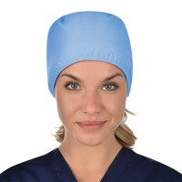 B-well Op Capot Fabric Operating Room Caps for Medical Staff, Light Blue, One Size